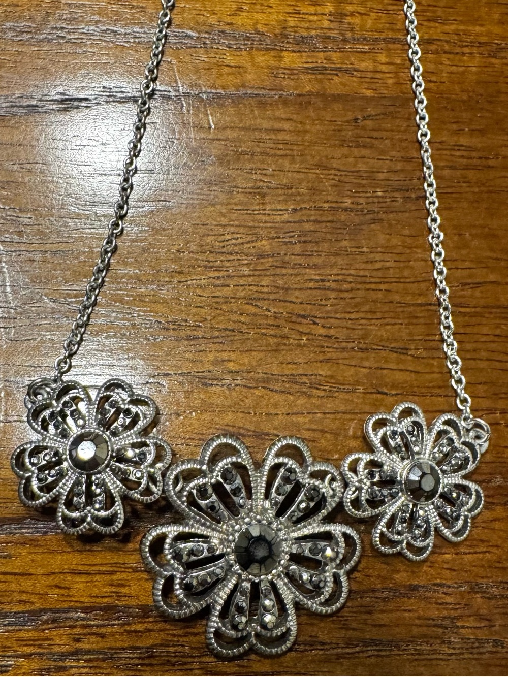 Silver Floral Statement Necklace